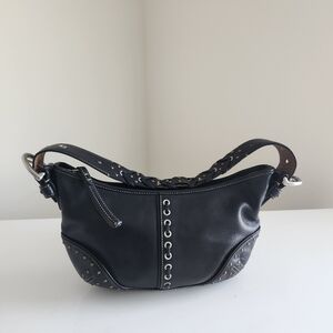 Coach Vintage Black with Stitching and Gold Studs Leather Hobo